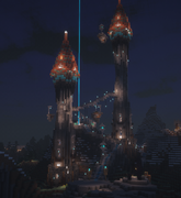 The Spawn Towers at night